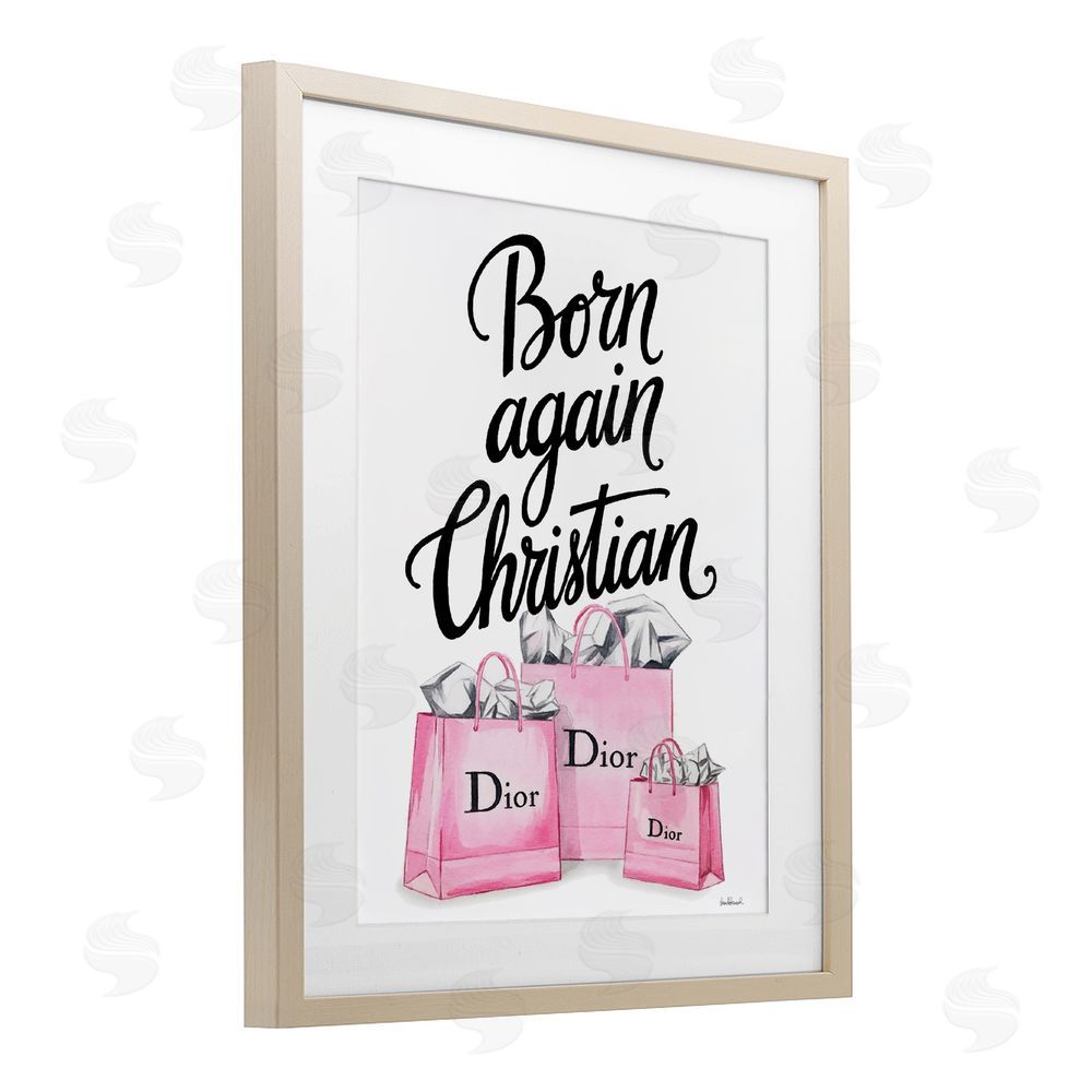 Amanda Greenwood Pink Bags Born Again Christian Brown Framed Print Under Glass Wall Art