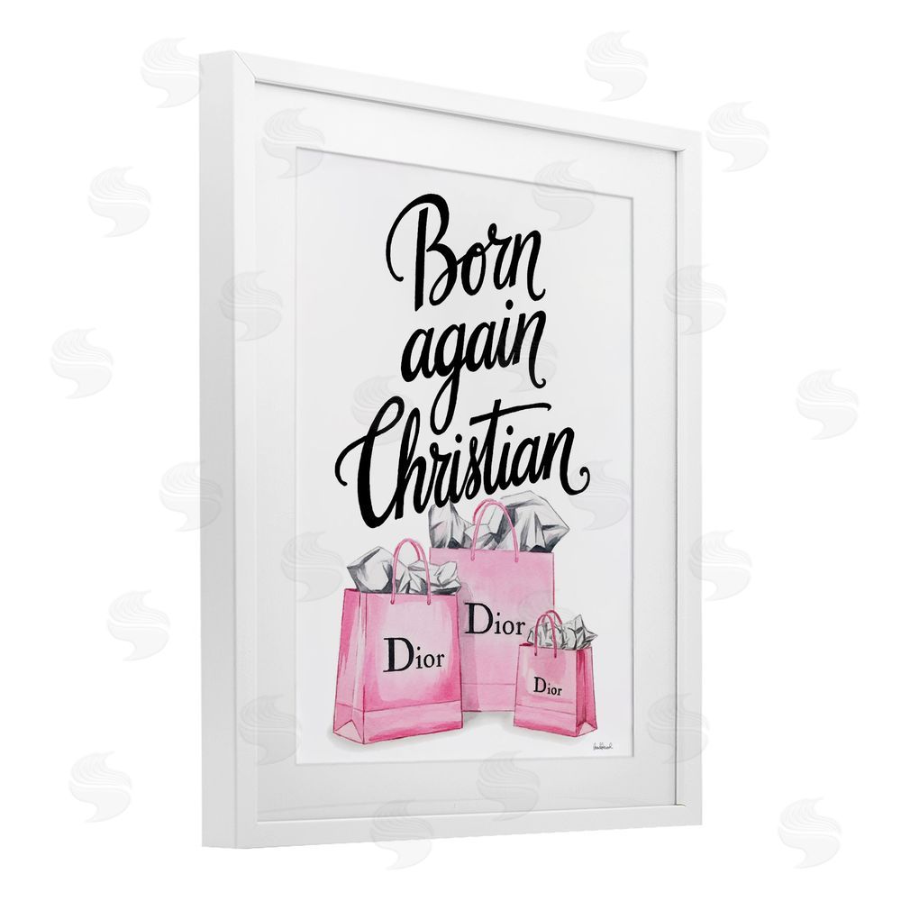 Amanda Greenwood Pink Bags Born Again Christian White Framed Print Under Glass Wall Art