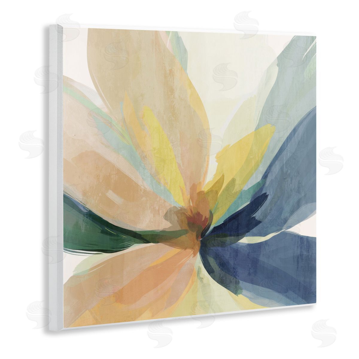 Irena Orlov Flared Abstract Neutral Petals Wooden Wall Plaque Art Print