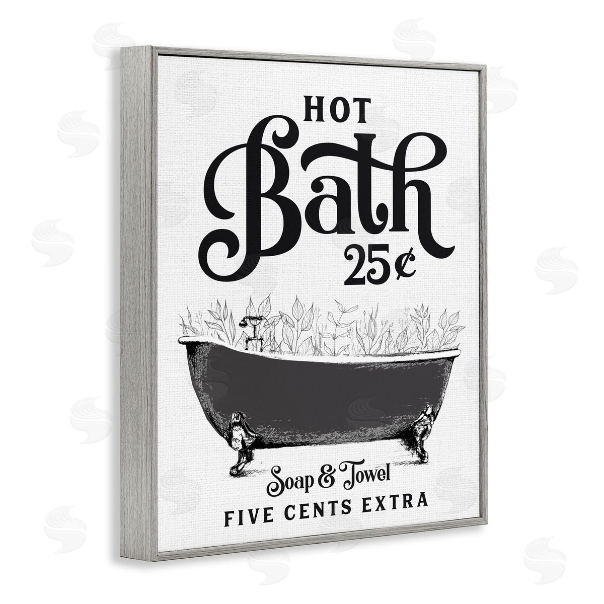 Lettered and Lined Hot Bath with Bubbles Gray Framed Giclee Print Wall Art