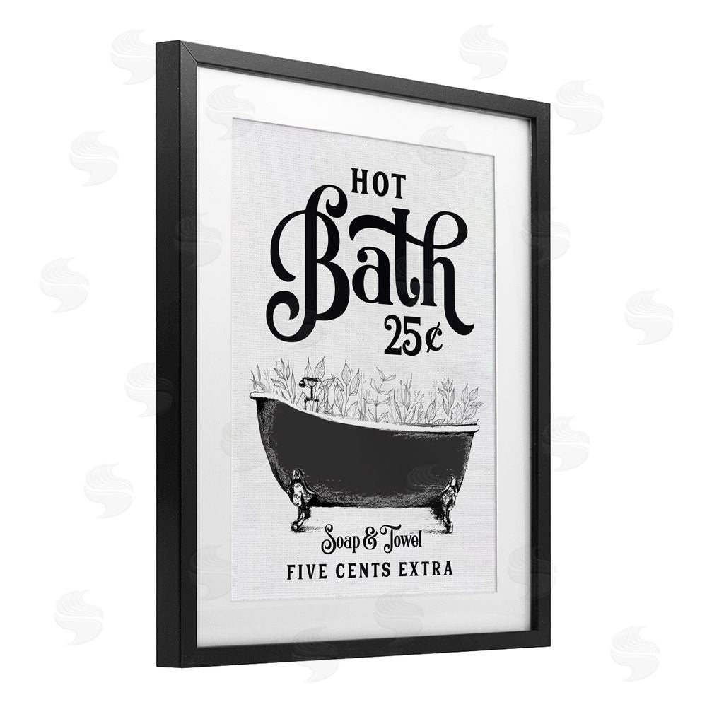 Lettered and Lined Hot Bath with Bubbles Black Framed Print Under Glass Wall Art