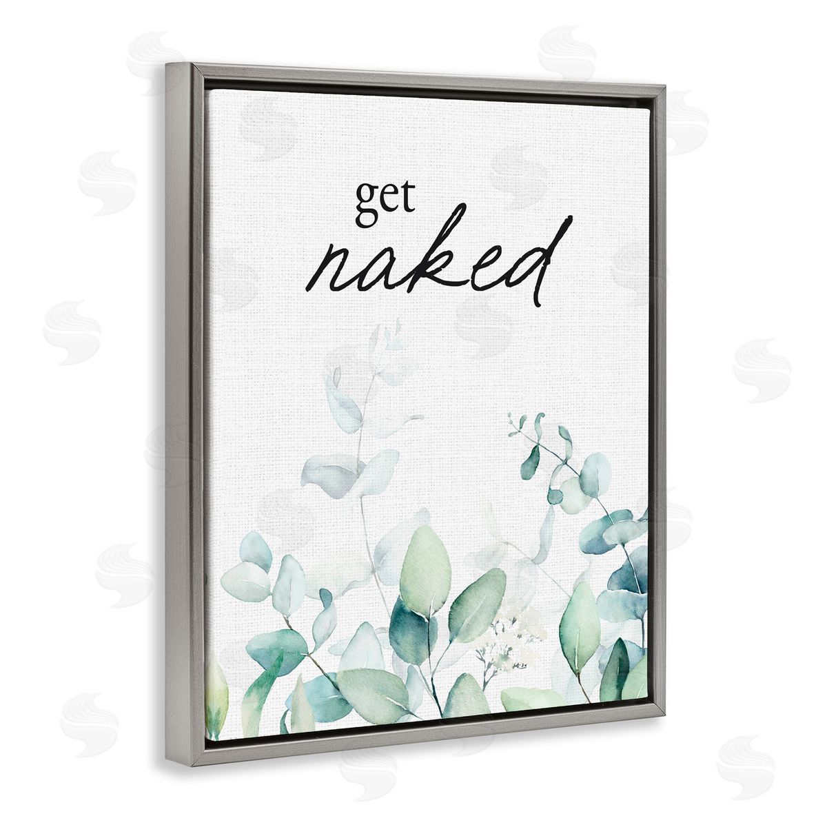 Lettered and Lined Get Naked Minimal Herbs Gray Floating Frame Canvas Wall Art Print