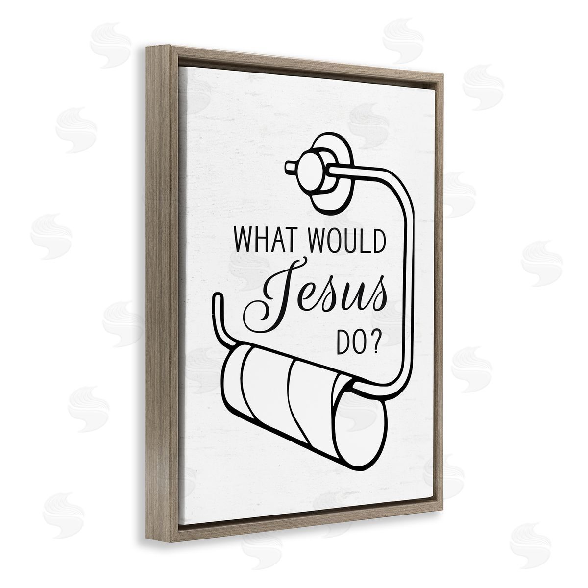 Lettered and Lined What Would Jesus Do Toilet Paper Brown Floating Frame Canvas Wall Art Print