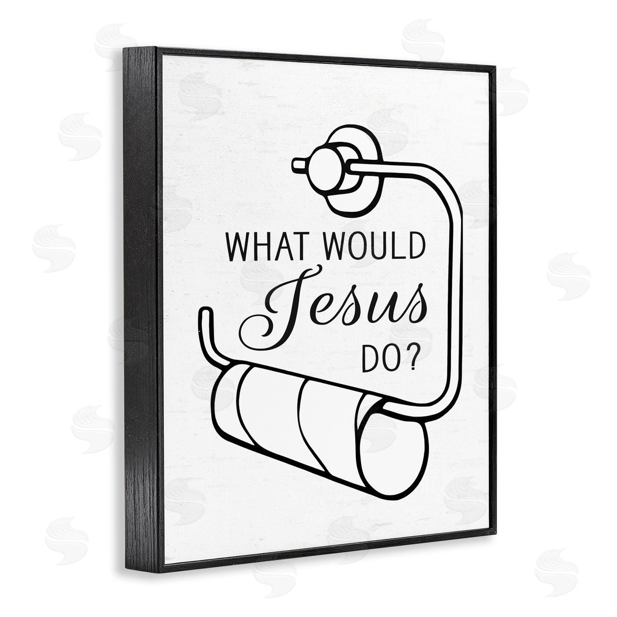 Lettered and Lined What Would Jesus Do Toilet Paper Black Framed Giclee Print Wall Art