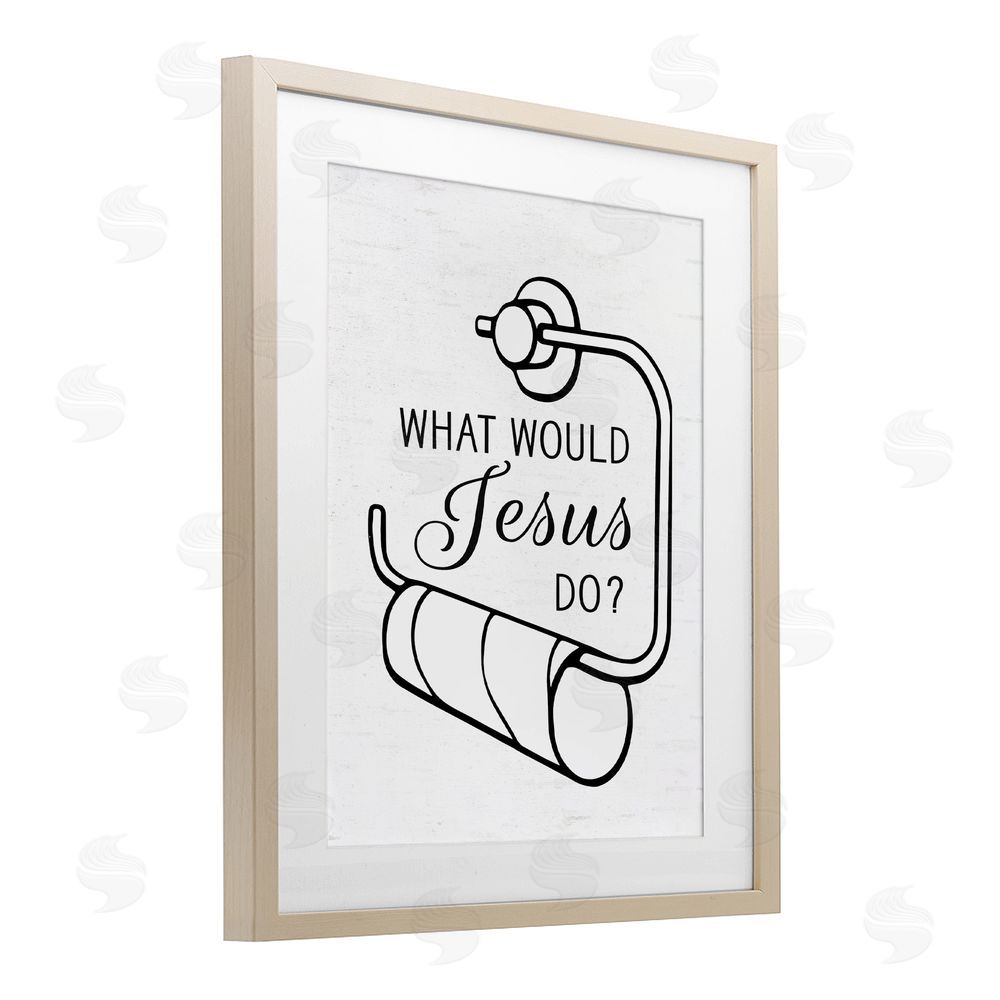 Lettered and Lined What Would Jesus Do Toilet Paper Brown Framed Print Under Glass Wall Art
