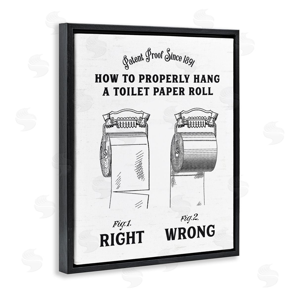 Lettered and Lined Right & Wrong Toilet Roll Black Floating Frame Canvas Wall Art Print