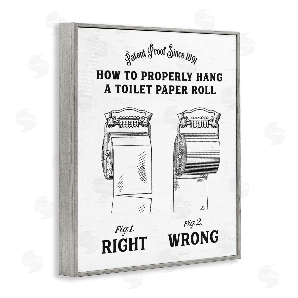 Lettered and Lined Right & Wrong Toilet Roll Gray Framed Giclee Print Wall Art
