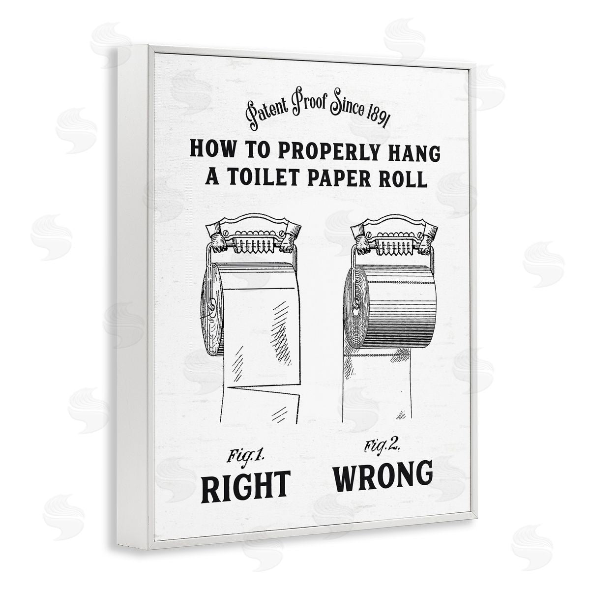 Lettered and Lined Right & Wrong Toilet Roll White Framed Giclee Print Wall Art