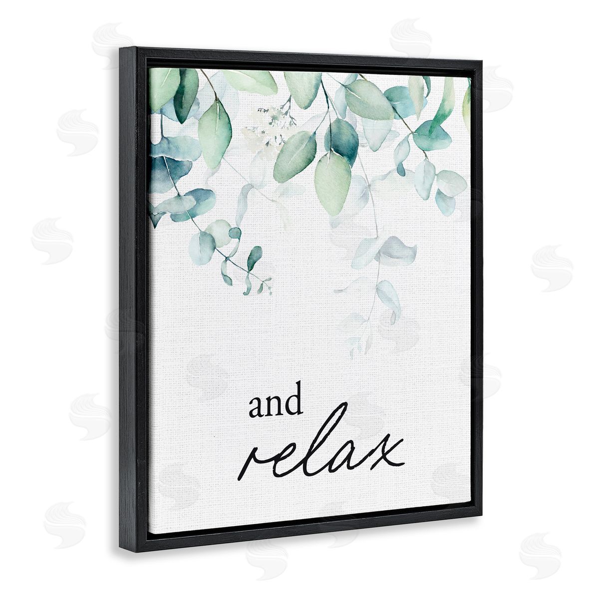 Lettered and Lined And Relax Minimal Herbs Black Floating Frame Canvas Wall Art Print