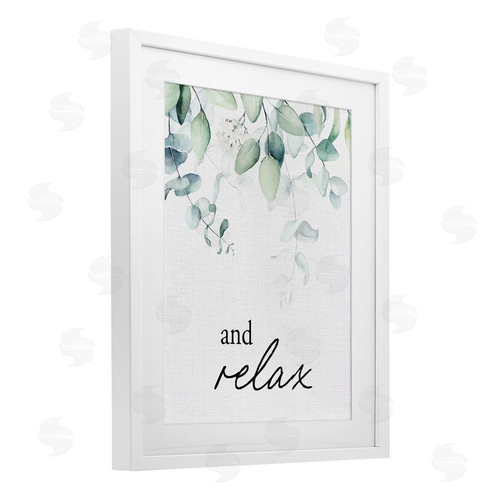 Lettered and Lined And Relax Minimal Herbs White Framed Print Under Glass Wall Art