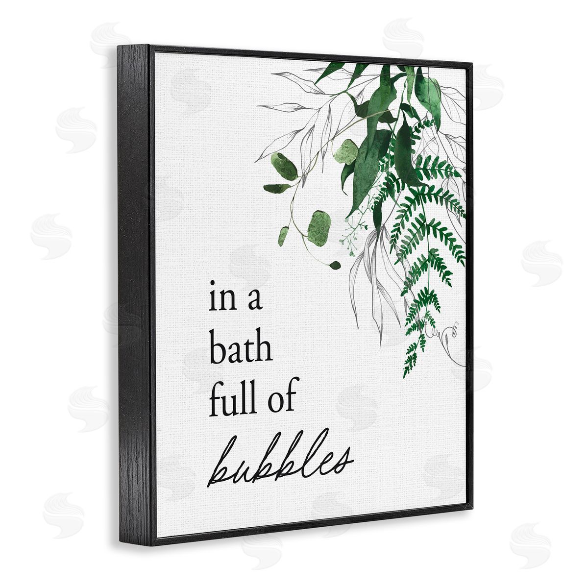 Lettered and Lined Forest Foliage Bubble Bath Black Framed Giclee Print Wall Art