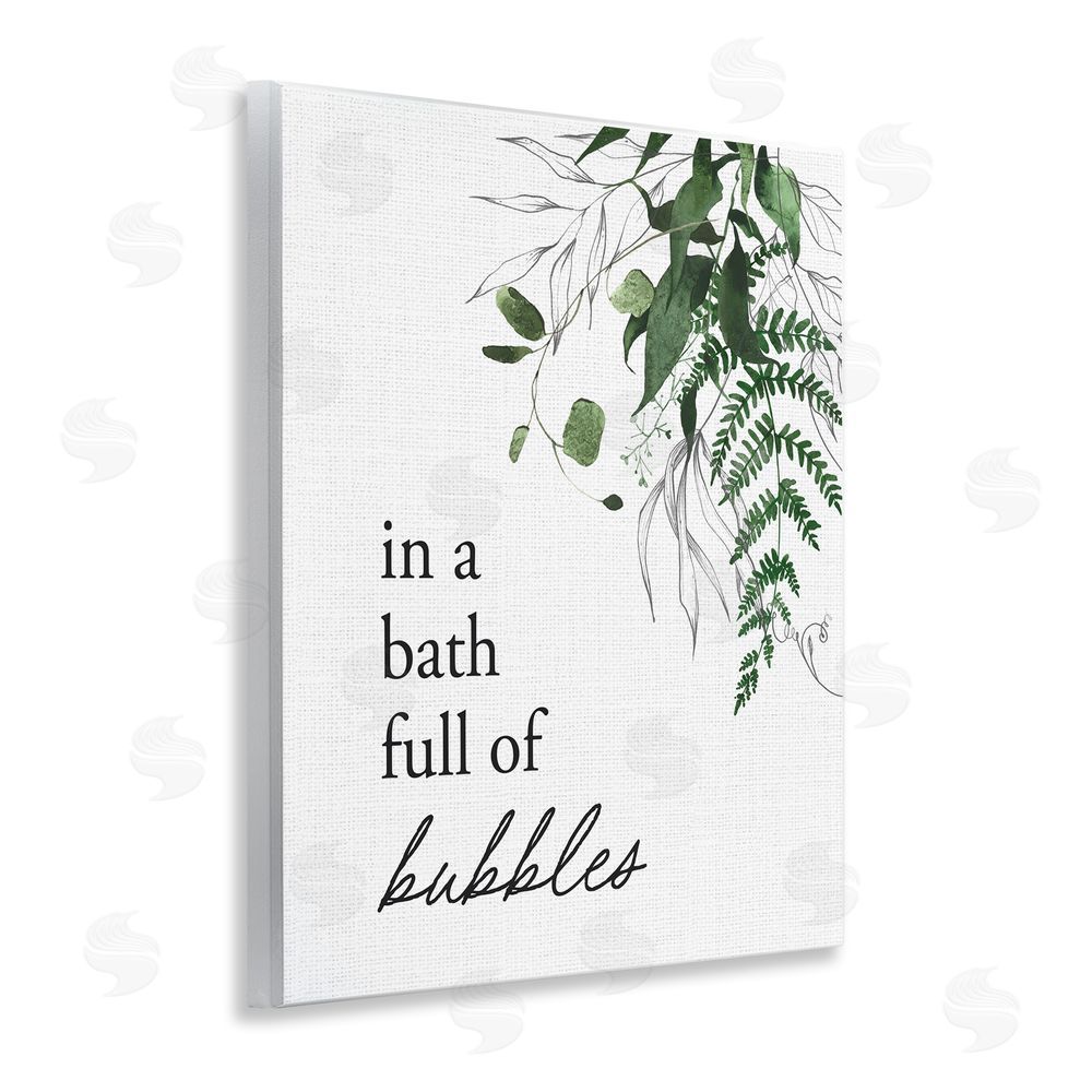 Lettered and Lined Forest Foliage Bubble Bath Wooden Wall Plaque Art Print