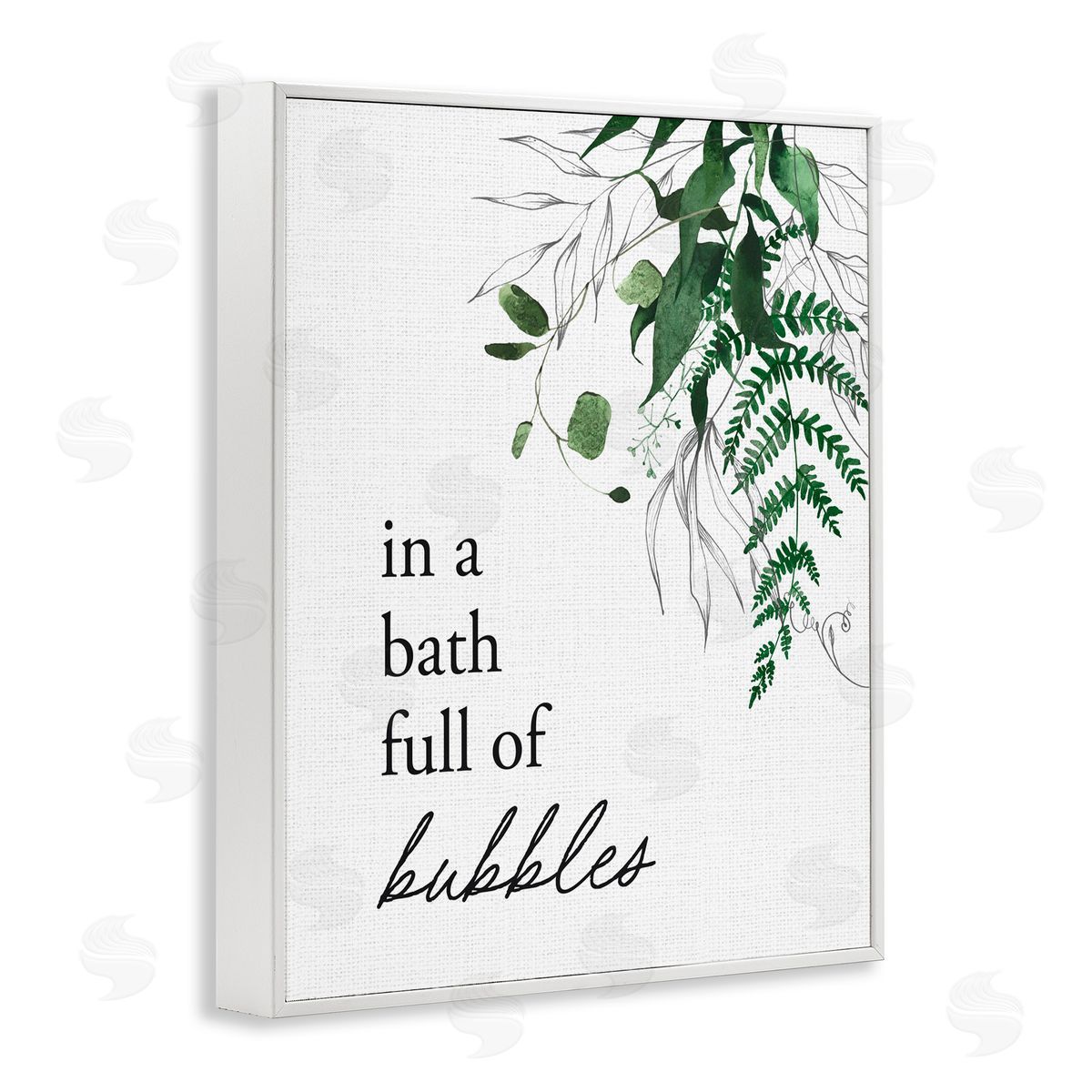 Lettered and Lined Forest Foliage Bubble Bath White Framed Giclee Print Wall Art