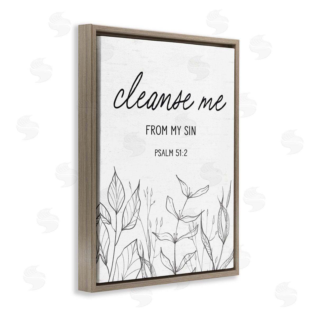 Lettered and Lined Cleanse Me From Sin Brown Floating Frame Canvas Wall Art Print