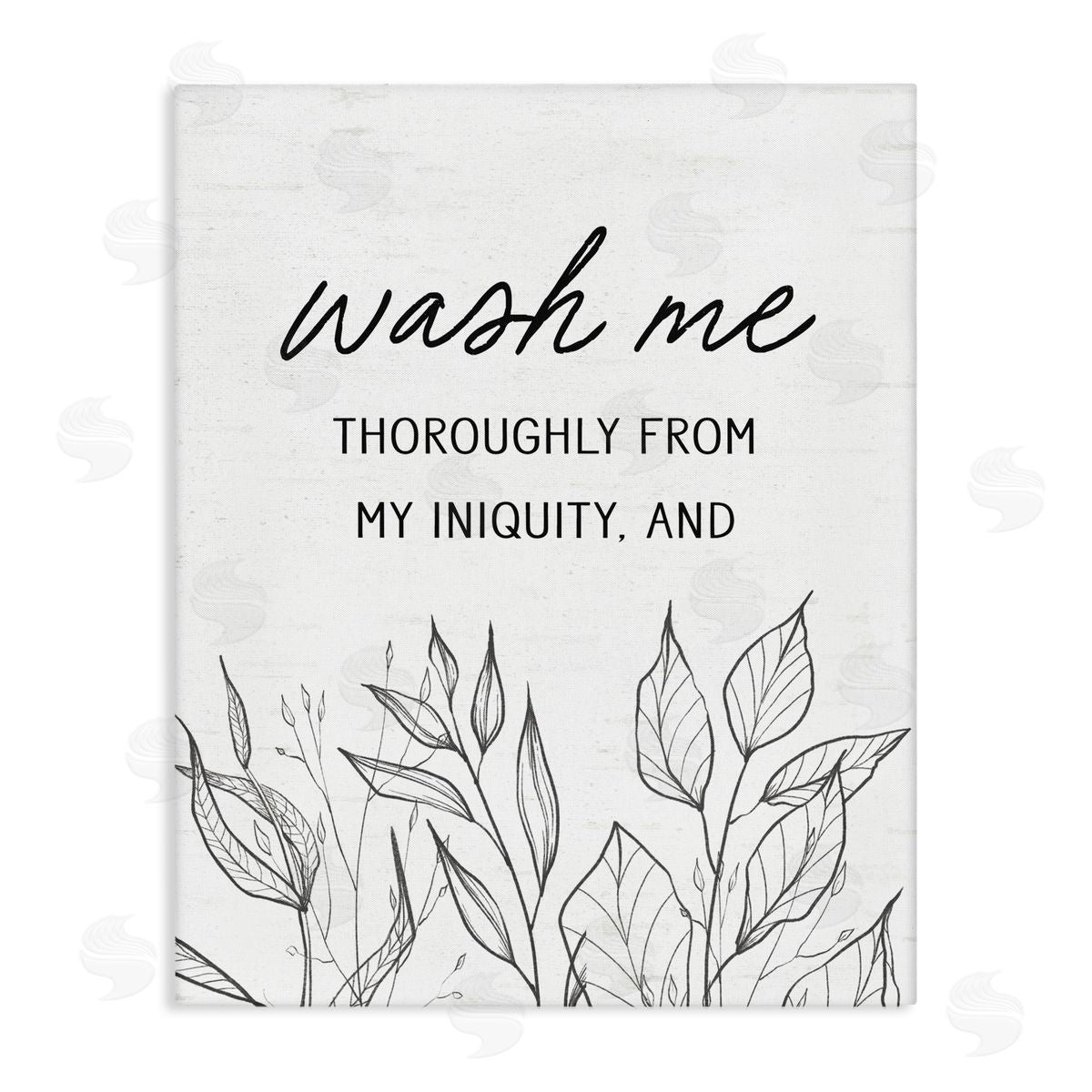 Lettered and Lined Wash Me Thoroughly Scripture Stretched Canvas Wall Art Print