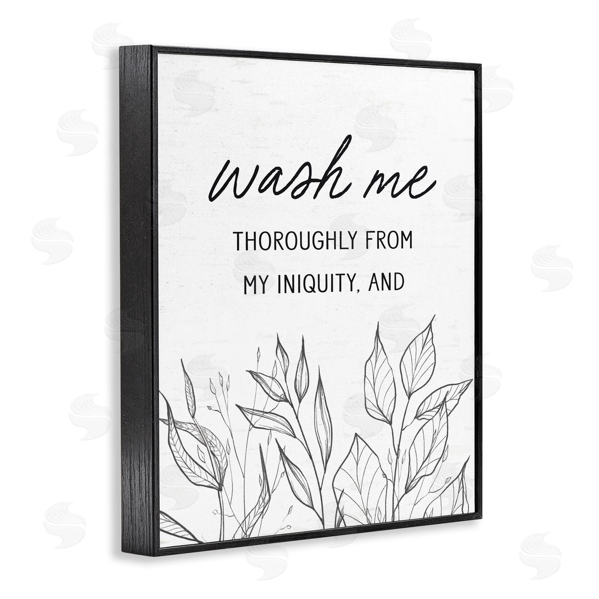 Lettered and Lined Wash Me Thoroughly Scripture Black Framed Giclee Print Wall Art