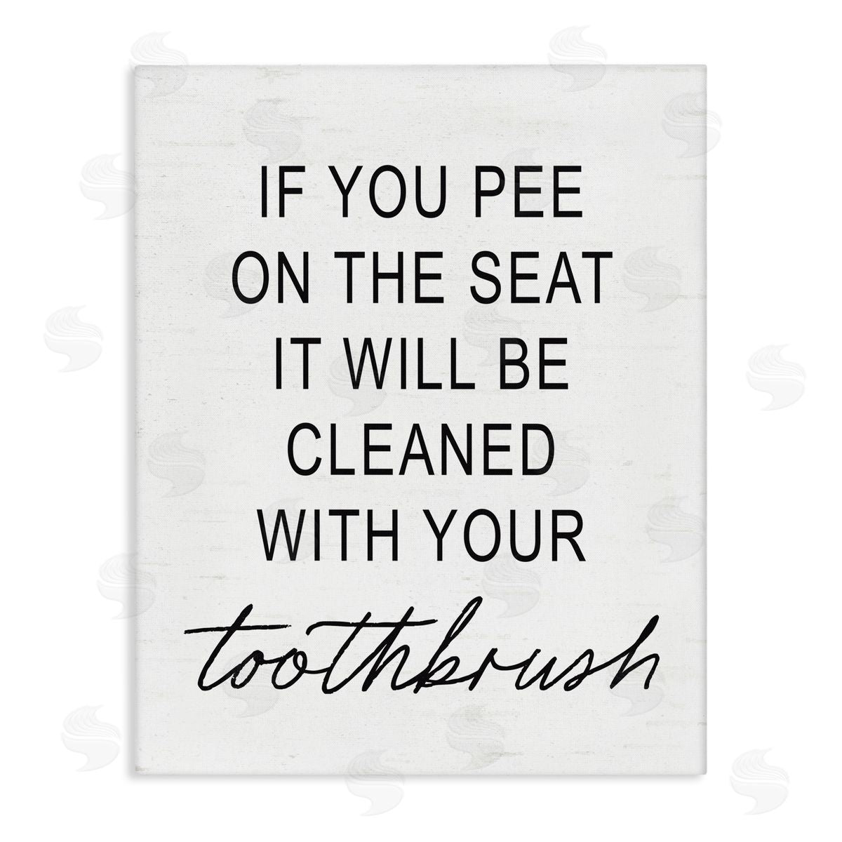 Lettered and Lined Sassy Clean With Toothbrush Warning Stretched Canvas Wall Art Print