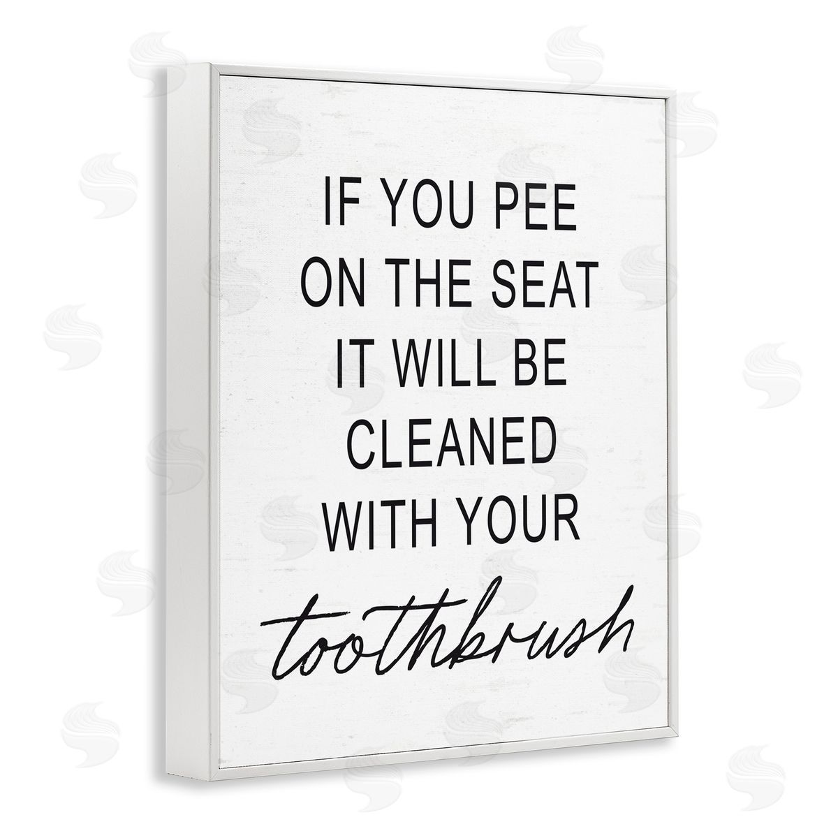 Lettered and Lined Sassy Clean With Toothbrush Warning White Framed Giclee Print Wall Art