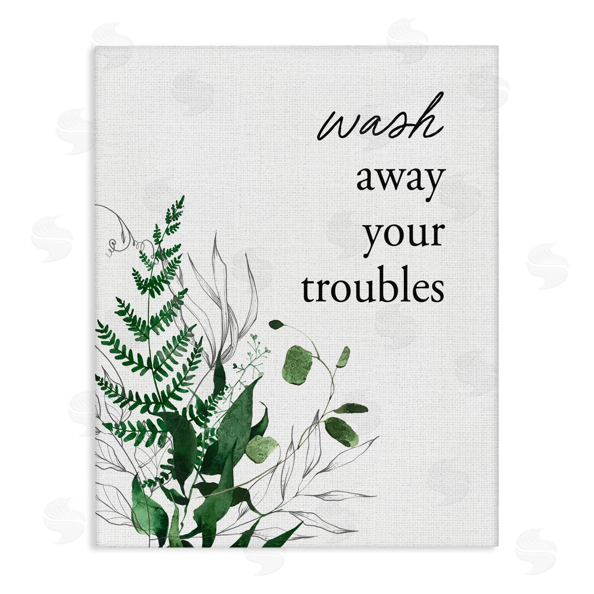 Lettered and Lined Forest Foliage Wash Away Stretched Canvas Wall Art Print