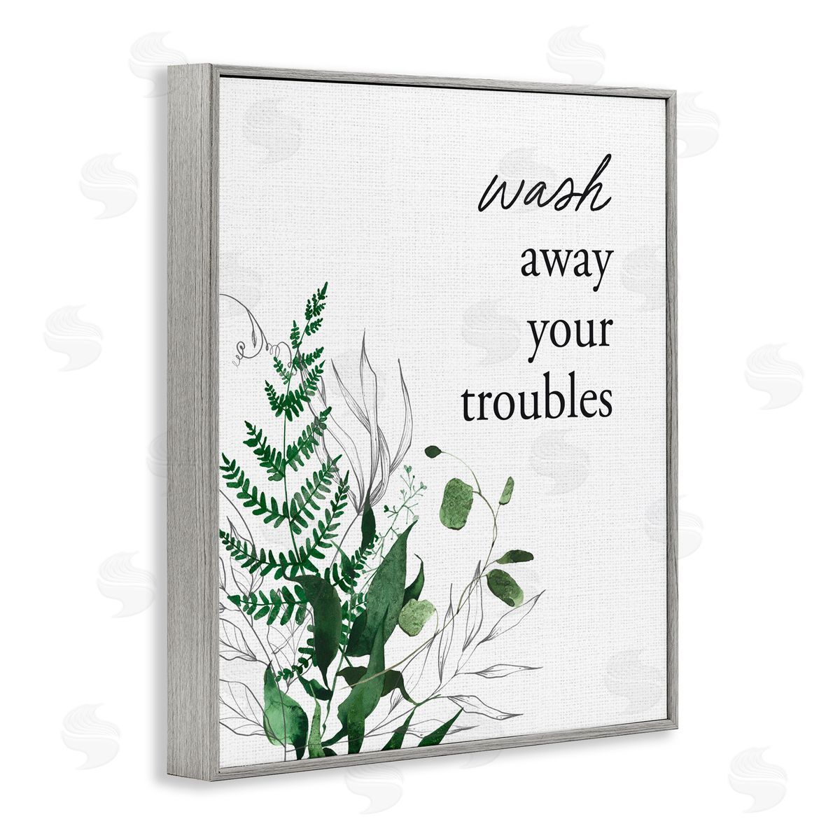 Lettered and Lined Forest Foliage Wash Away Gray Framed Giclee Print Wall Art