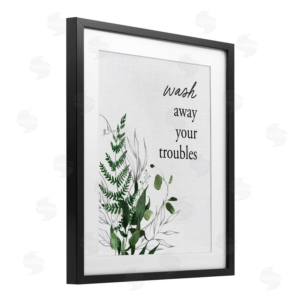 Lettered and Lined Forest Foliage Wash Away Black Framed Print Under Glass Wall Art