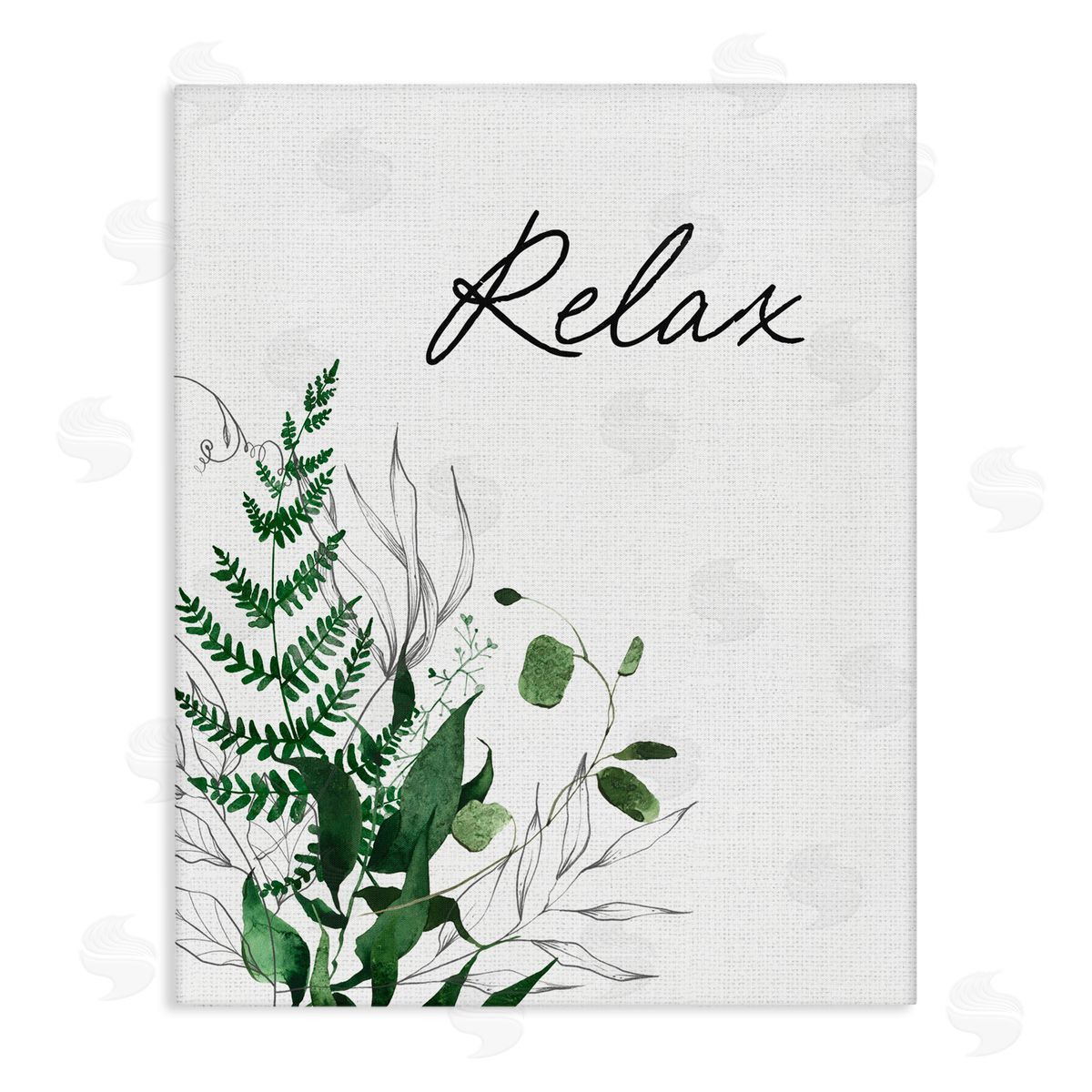 Lettered and Lined Relax Ferns & Botanicals Stretched Canvas Wall Art Print