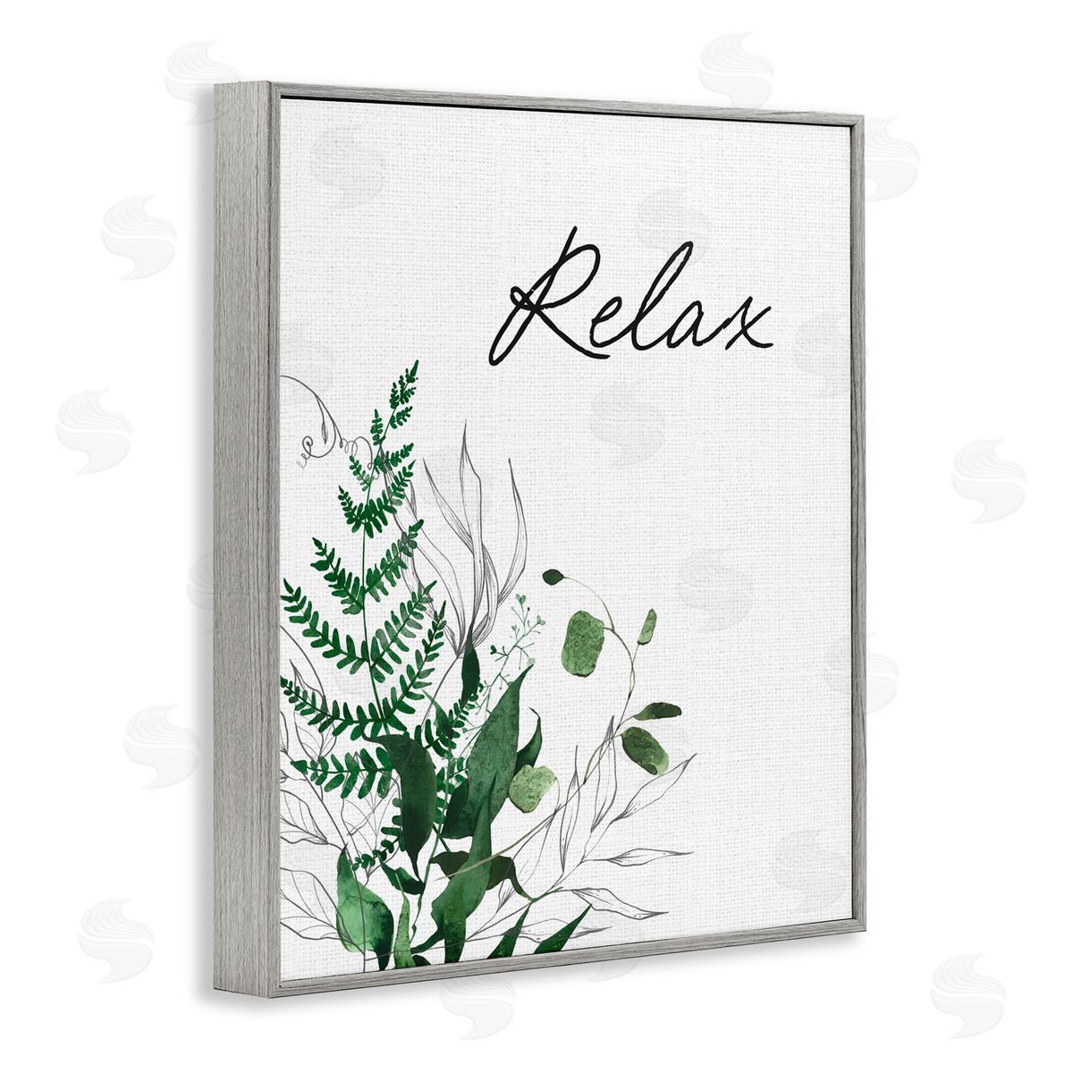 Lettered and Lined Relax Ferns & Botanicals Gray Framed Giclee Print Wall Art