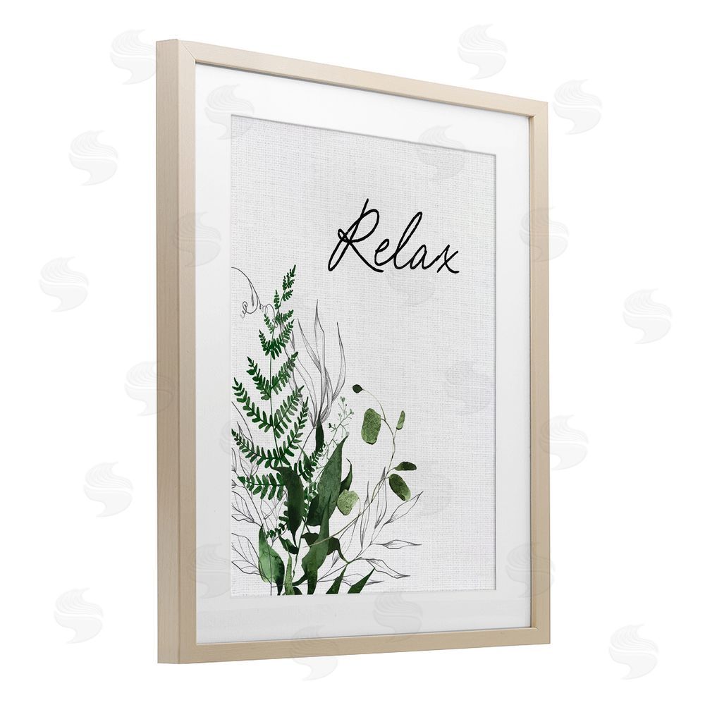 Lettered and Lined Relax Ferns & Botanicals Brown Framed Print Under Glass Wall Art