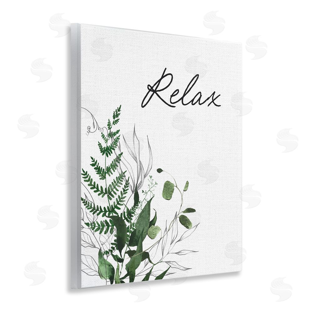 Lettered and Lined Relax Ferns & Botanicals Wooden Wall Plaque Art Print