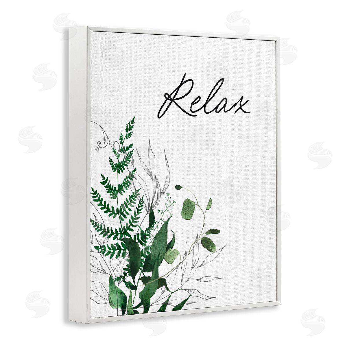 Lettered and Lined Relax Ferns & Botanicals White Framed Giclee Print Wall Art