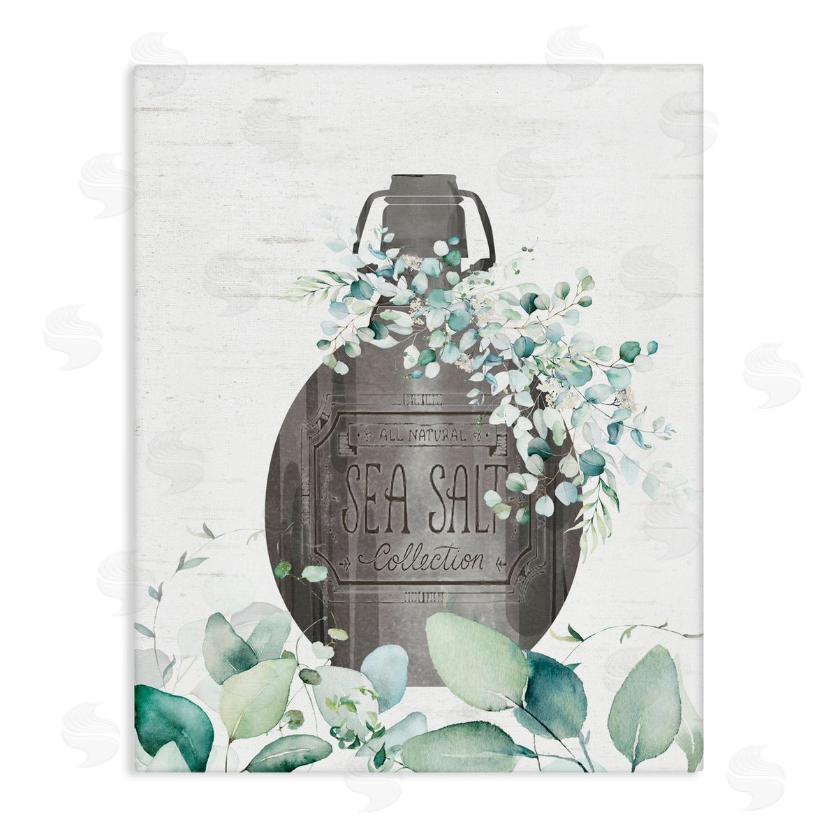 Lettered and Lined Sea Salt Collection Bottle Stretched Canvas Wall Art Print