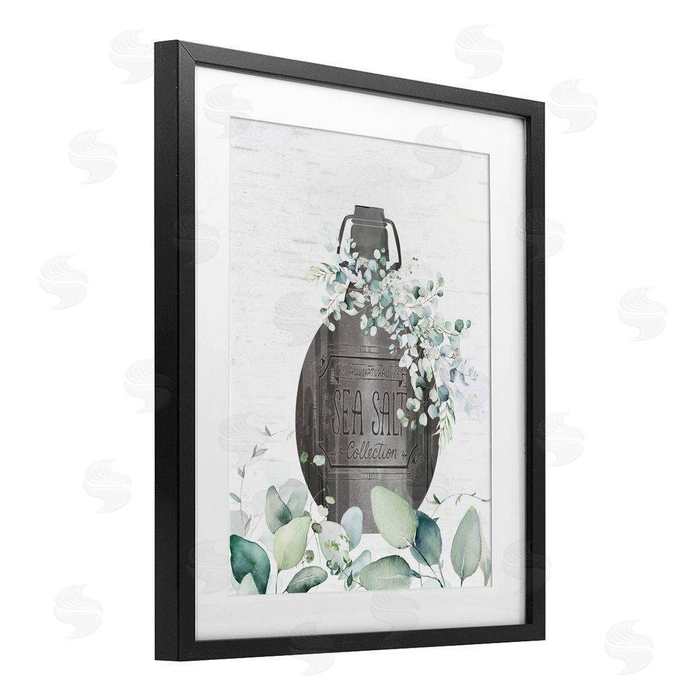 Lettered and Lined Sea Salt Collection Bottle Black Framed Print Under Glass Wall Art