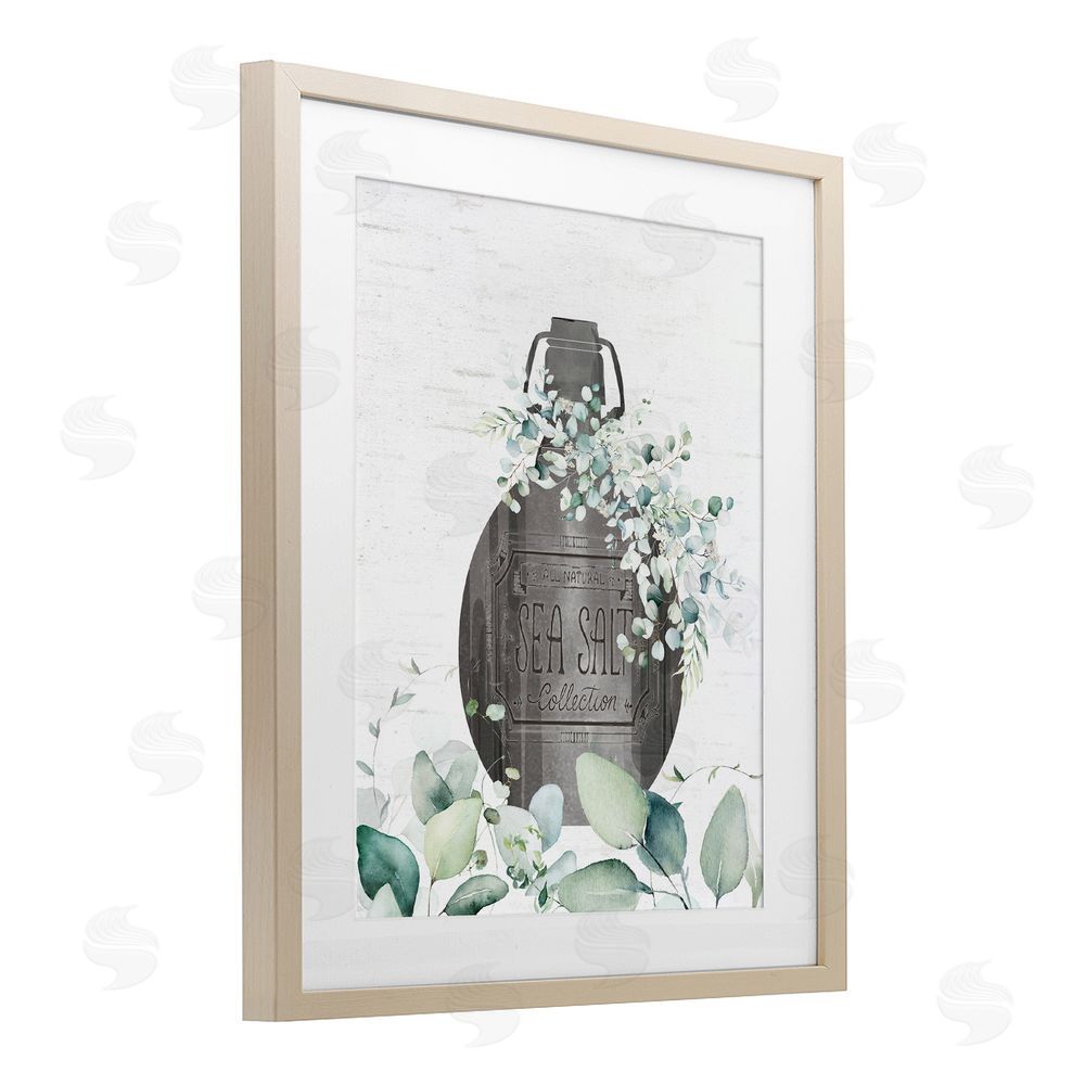 Lettered and Lined Sea Salt Collection Bottle Brown Framed Print Under Glass Wall Art