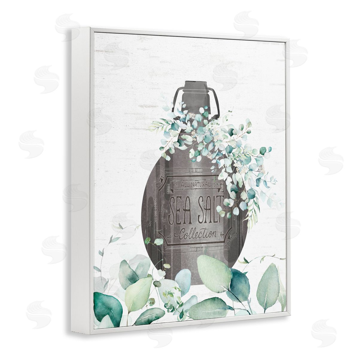 Lettered and Lined Sea Salt Collection Bottle White Framed Giclee Print Wall Art