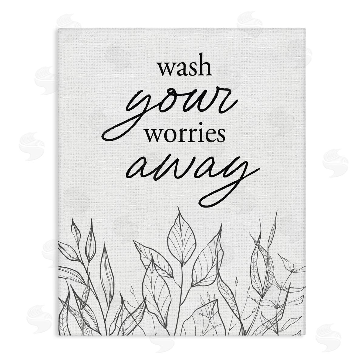 Lettered and Lined Wash Your Worries Away Minimalist Stretched Canvas Wall Art Print