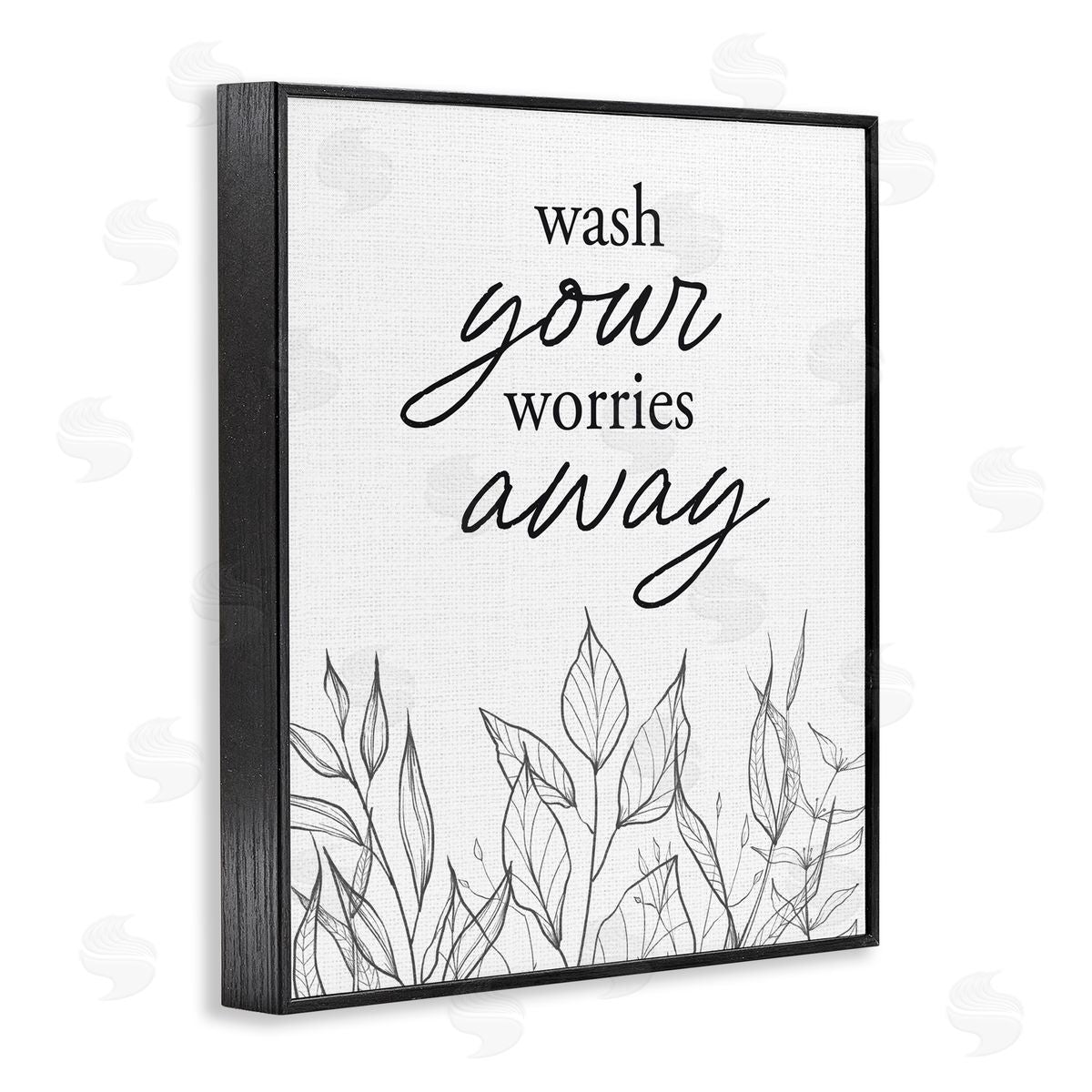 Lettered and Lined Wash Your Worries Away Minimalist Black Framed Giclee Print Wall Art