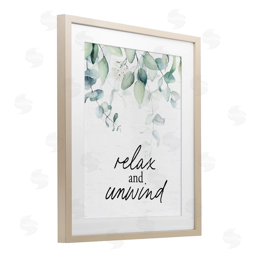 Lettered and Lined Relax And Unwind Herb Leaves Brown Framed Print Under Glass Wall Art