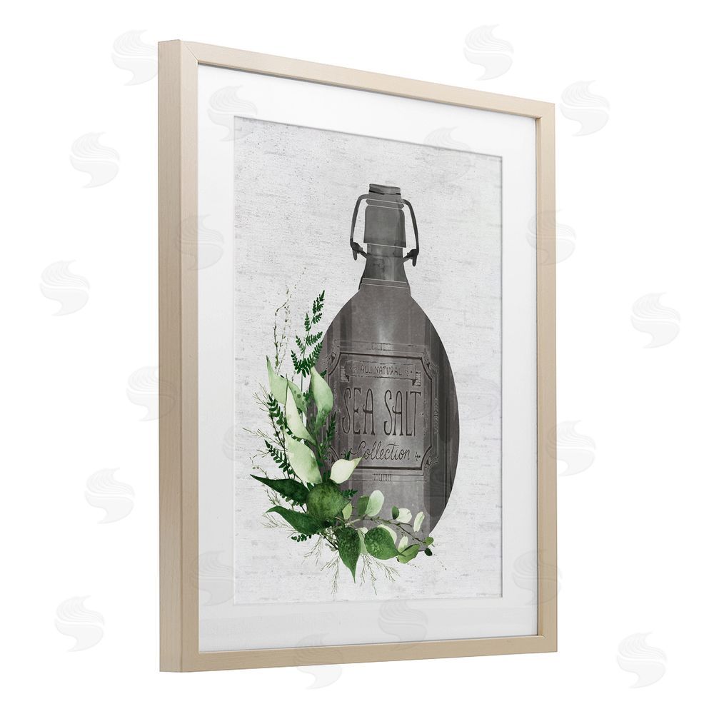 Lettered and Lined Vintage Bottle with Bathroom Herbs Brown Framed Print Under Glass Wall Art
