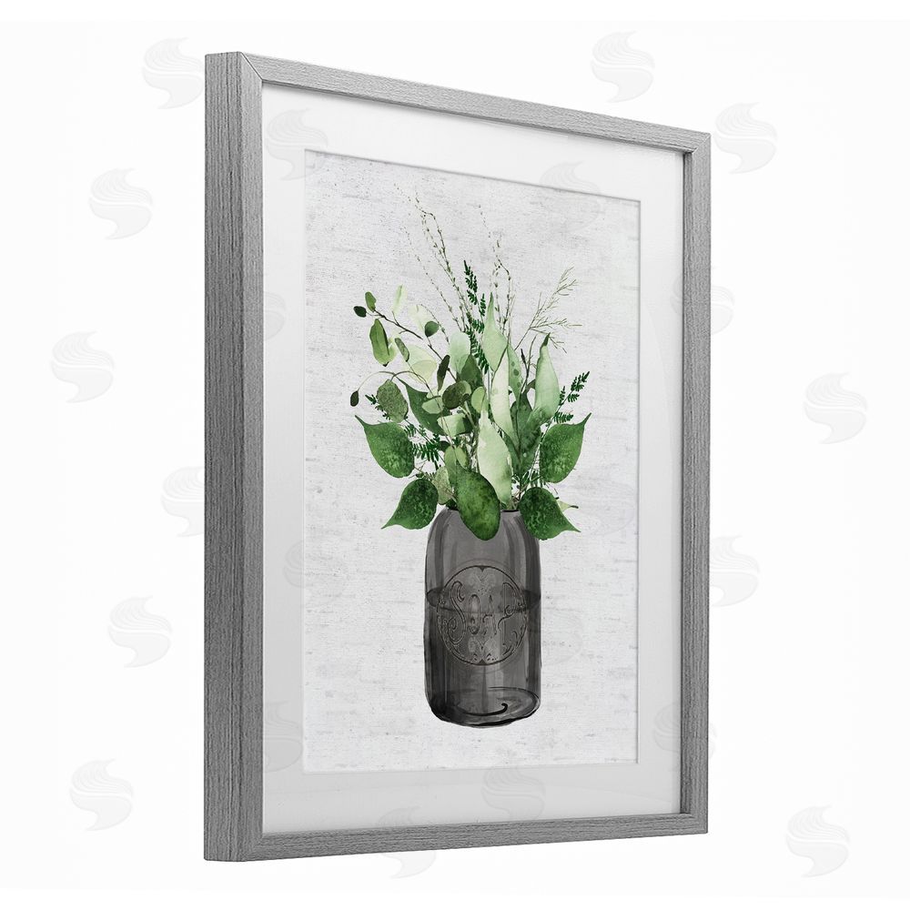 Lettered and Lined Vintage Soap Jar Herbs Gray Framed Print Under Glass Wall Art
