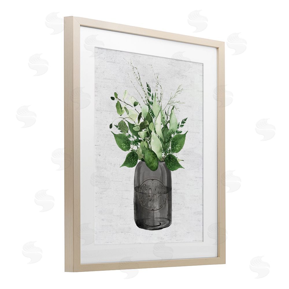 Lettered and Lined Vintage Soap Jar Herbs Brown Framed Print Under Glass Wall Art