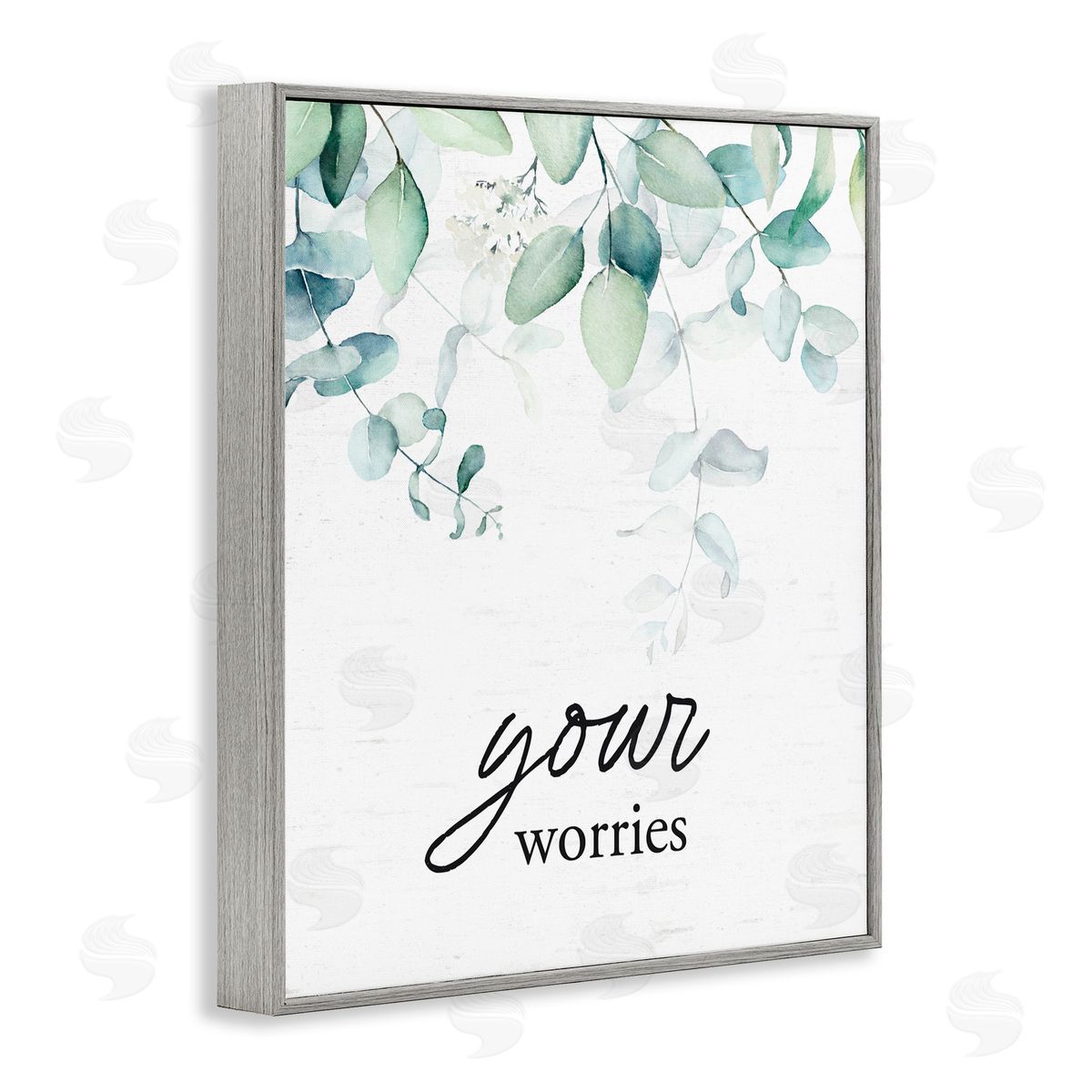 Lettered and Lined Your Worries Eucalyptus Gray Framed Giclee Print Wall Art