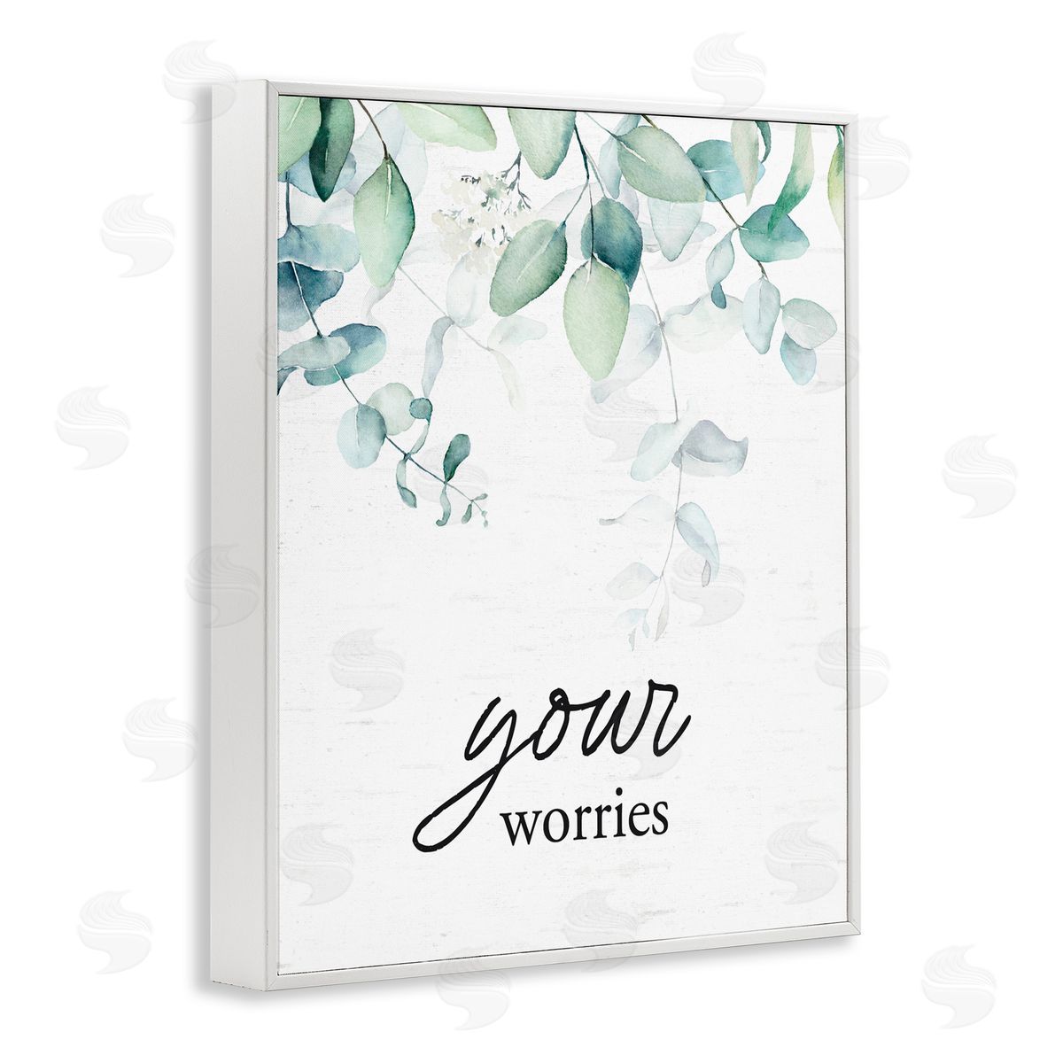 Lettered and Lined Your Worries Eucalyptus White Framed Giclee Print Wall Art