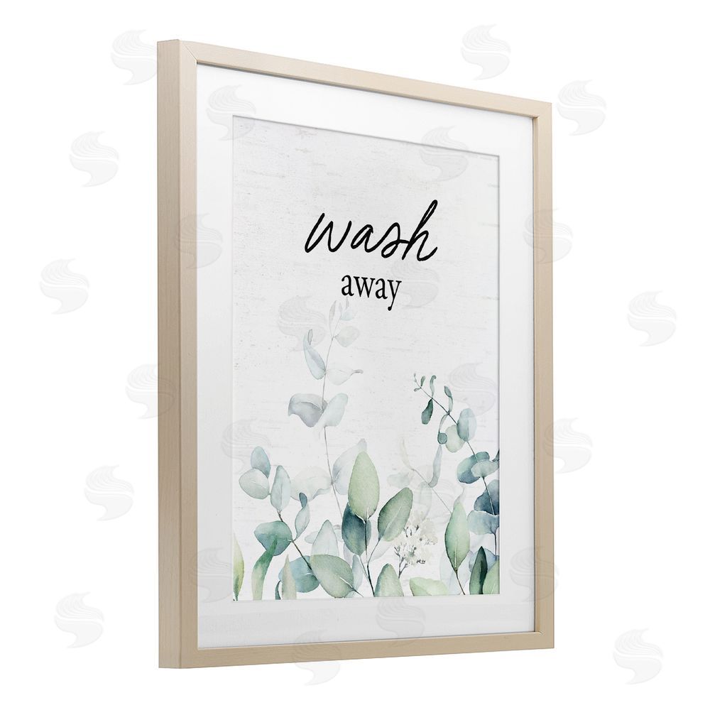 Lettered and Lined Wash Away Eucalyptus Brown Framed Print Under Glass Wall Art