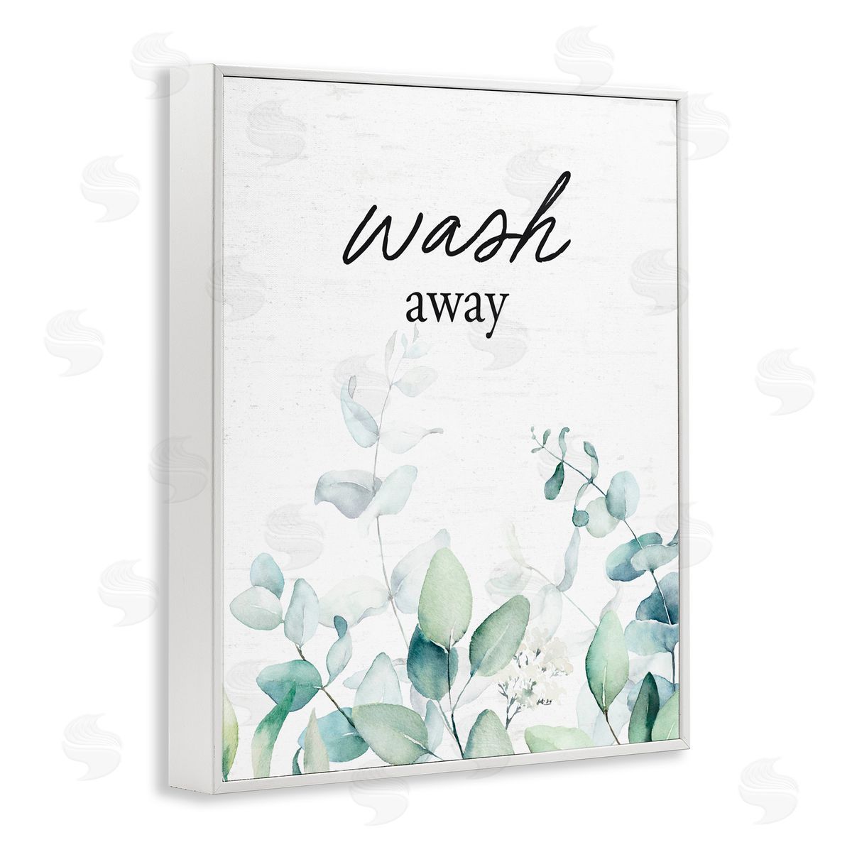 Lettered and Lined Wash Away Eucalyptus White Framed Giclee Print Wall Art