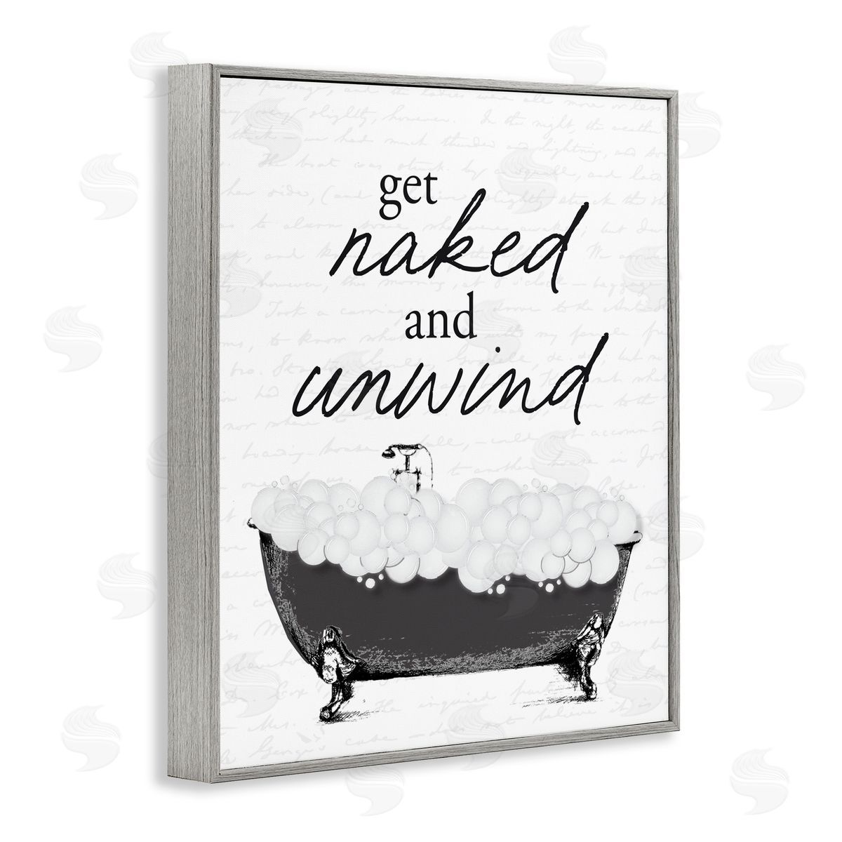 Lettered and Lined Unwind Bubble Bath Gray Framed Giclee Print Wall Art