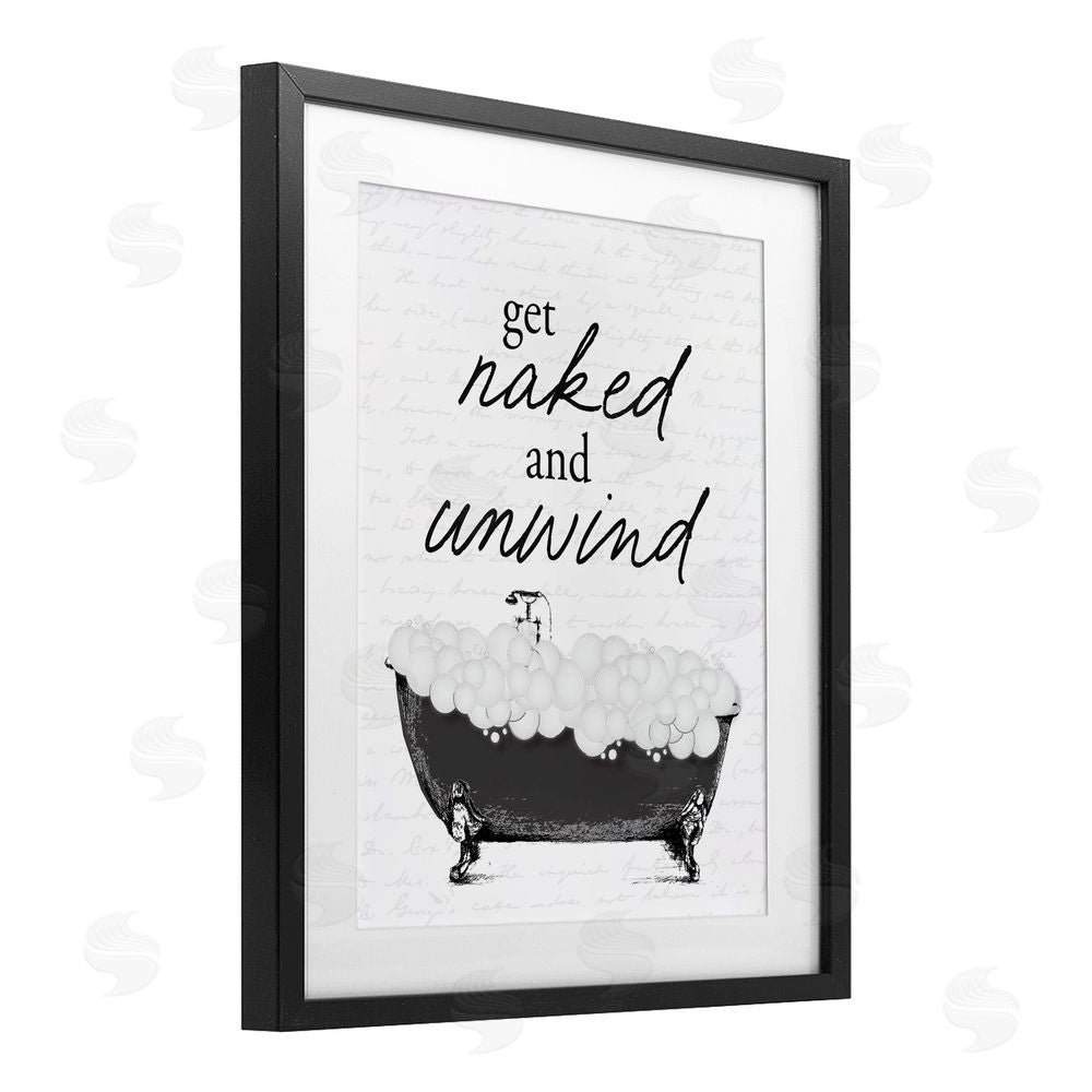 Lettered and Lined Unwind Bubble Bath Black Framed Print Under Glass Wall Art