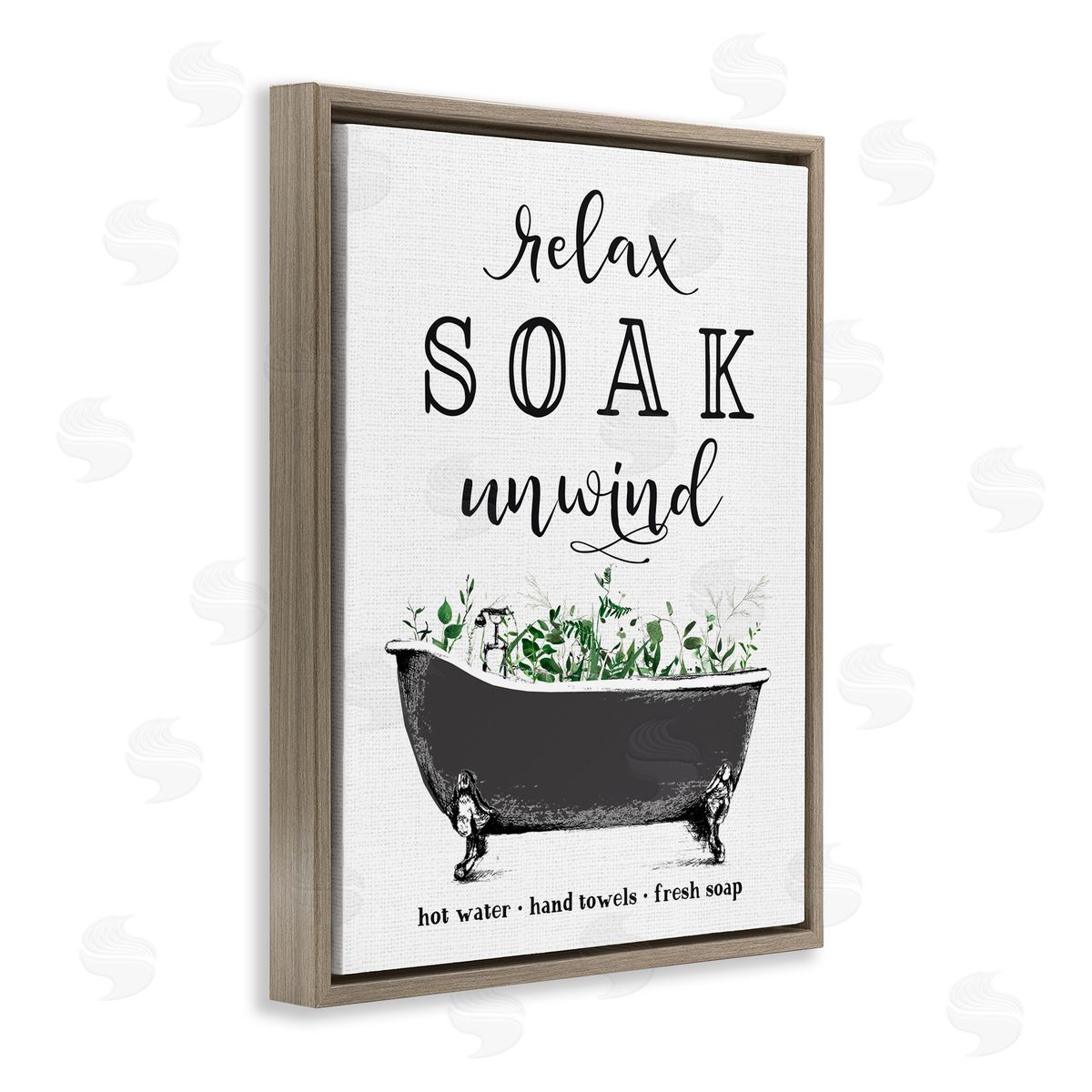 Lettered and Lined Vintage Bathing Reminders Brown Floating Frame Canvas Wall Art Print