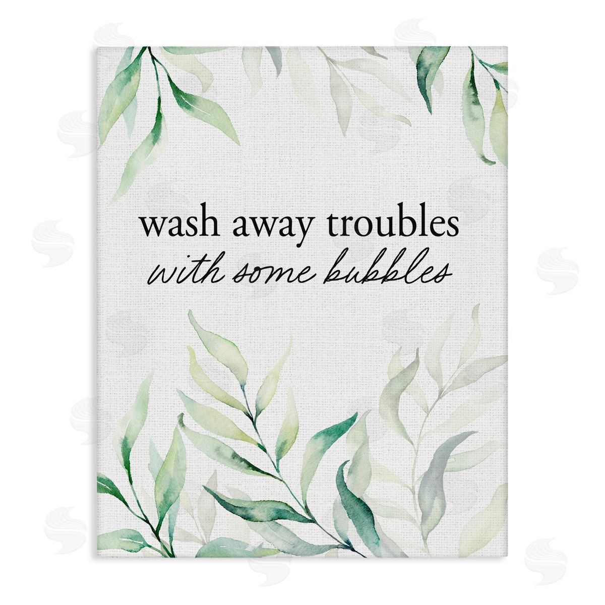 Lettered and Lined Zen Wash Away Troubles Stretched Canvas Wall Art Print