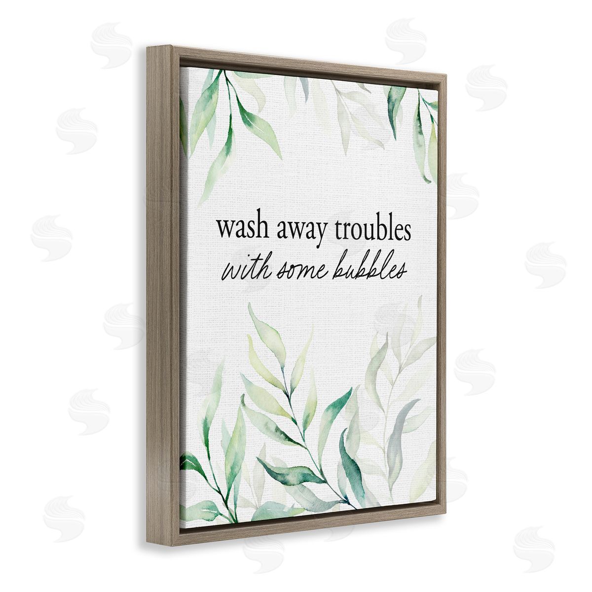 Lettered and Lined Zen Wash Away Troubles Brown Floating Frame Canvas Wall Art Print