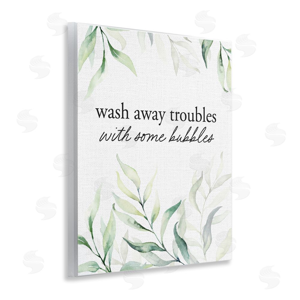 Lettered and Lined Zen Wash Away Troubles Wooden Wall Plaque Art Print